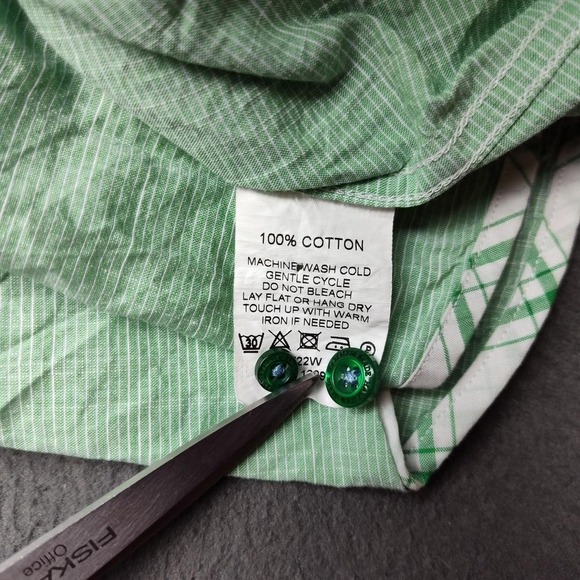 Hammer Made Shirt Mens L/XL 17 Green Short Sleeve Button Up Cotton Plaid Trim - Picture 8 of 11